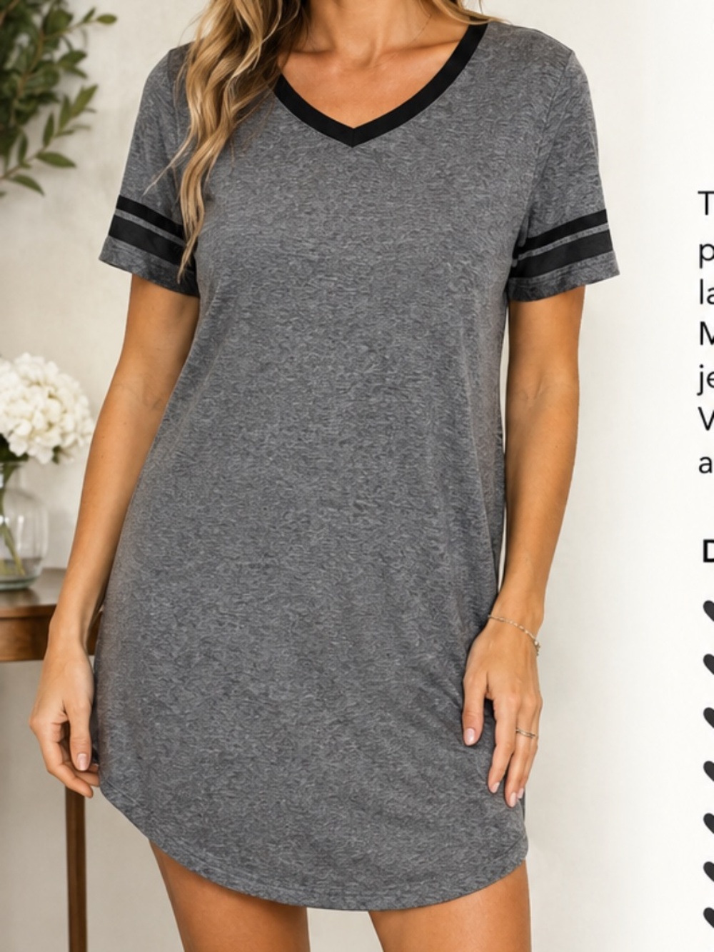 Ekouaer | Gray and Black Jersey Dress | Size Large